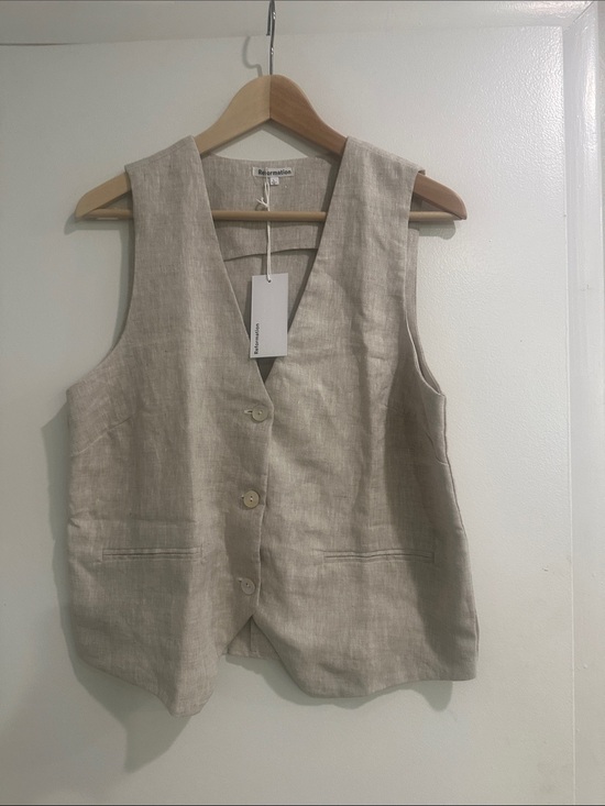 Reformation Tops - Reformation Neutral Linen Button Vest — Natural Beige